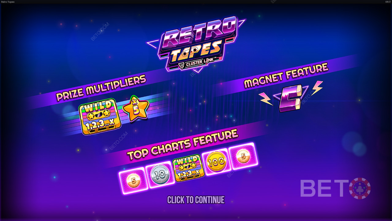 Bonusové funkcie vysvetlené v Retro Tapes Cluster Link by Push Gaming