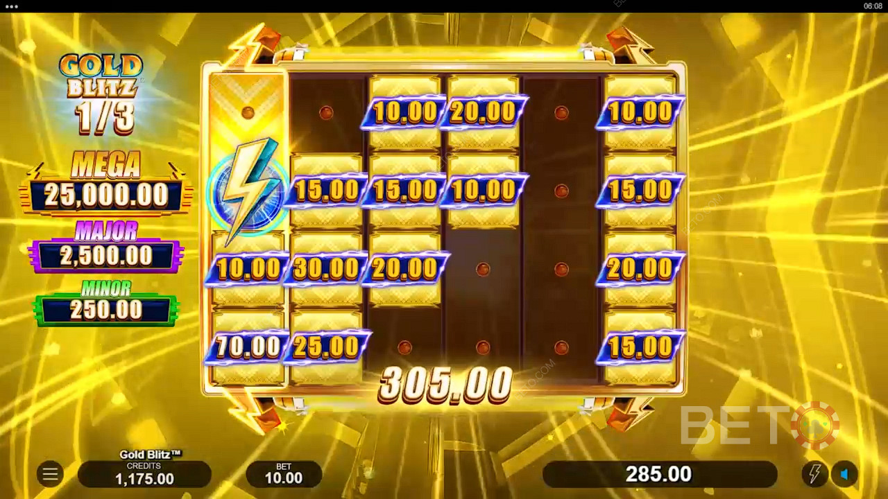 Zbierajte symboly hotovosti a vyhrajte veľké sumy v bonusovej hre Gold Blitz