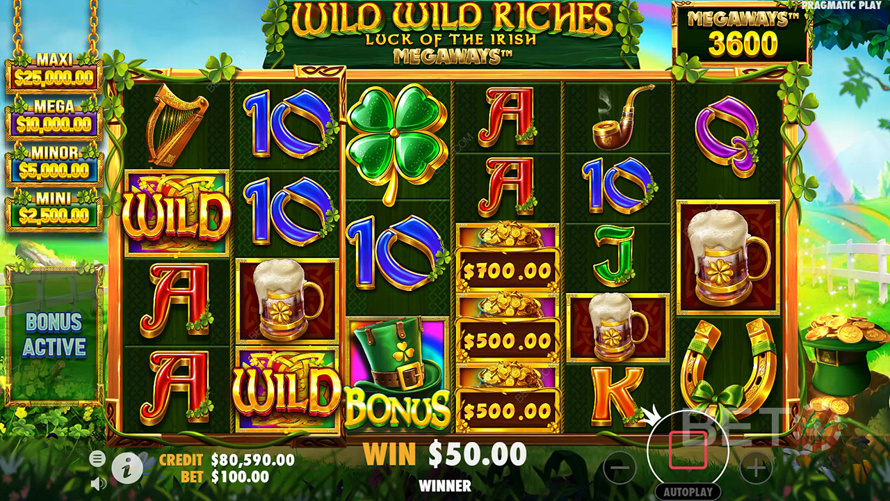 Vysvetlenie bonusových funkcií na Wild Wild Riches Megaways Pragmatic Play
