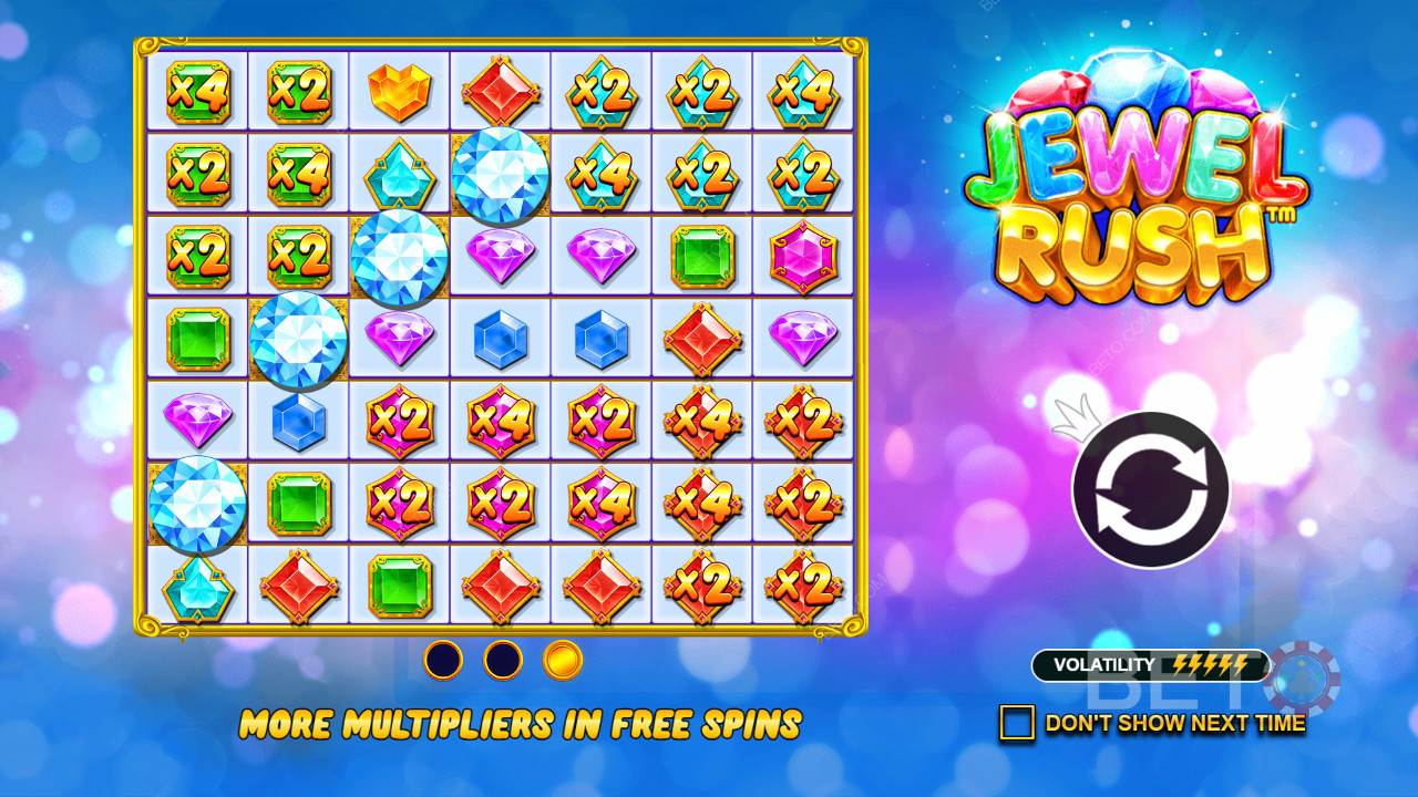Vysvetlenie bonusových funkcií v hre Jewel Rush od Pragmatic Play