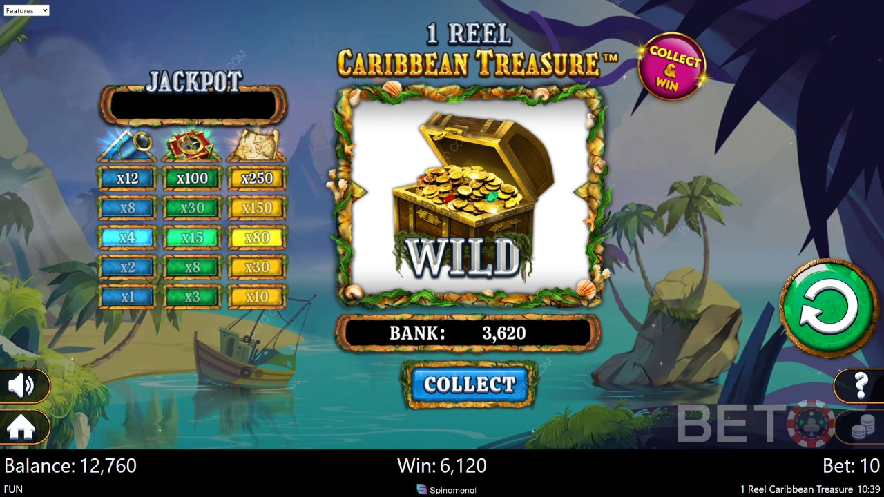 1 Reel Caribbean Treasure Review by BETO Slots