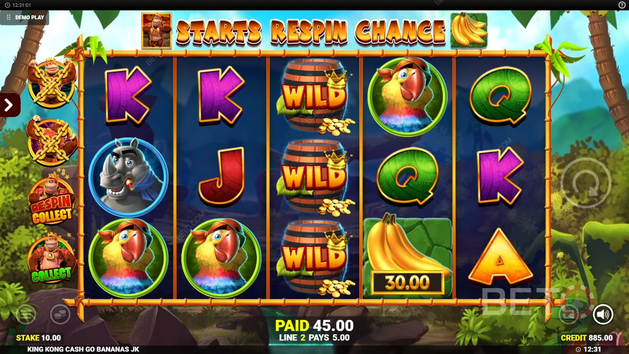 Vysvetlenie bonusových funkcií v hre King Kong Cash Go Bananas od Blueprint