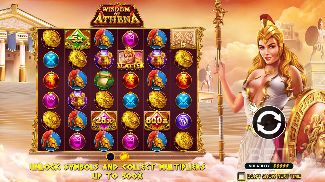 V online slote Wisdom of Athena nájdete masívne násobitele