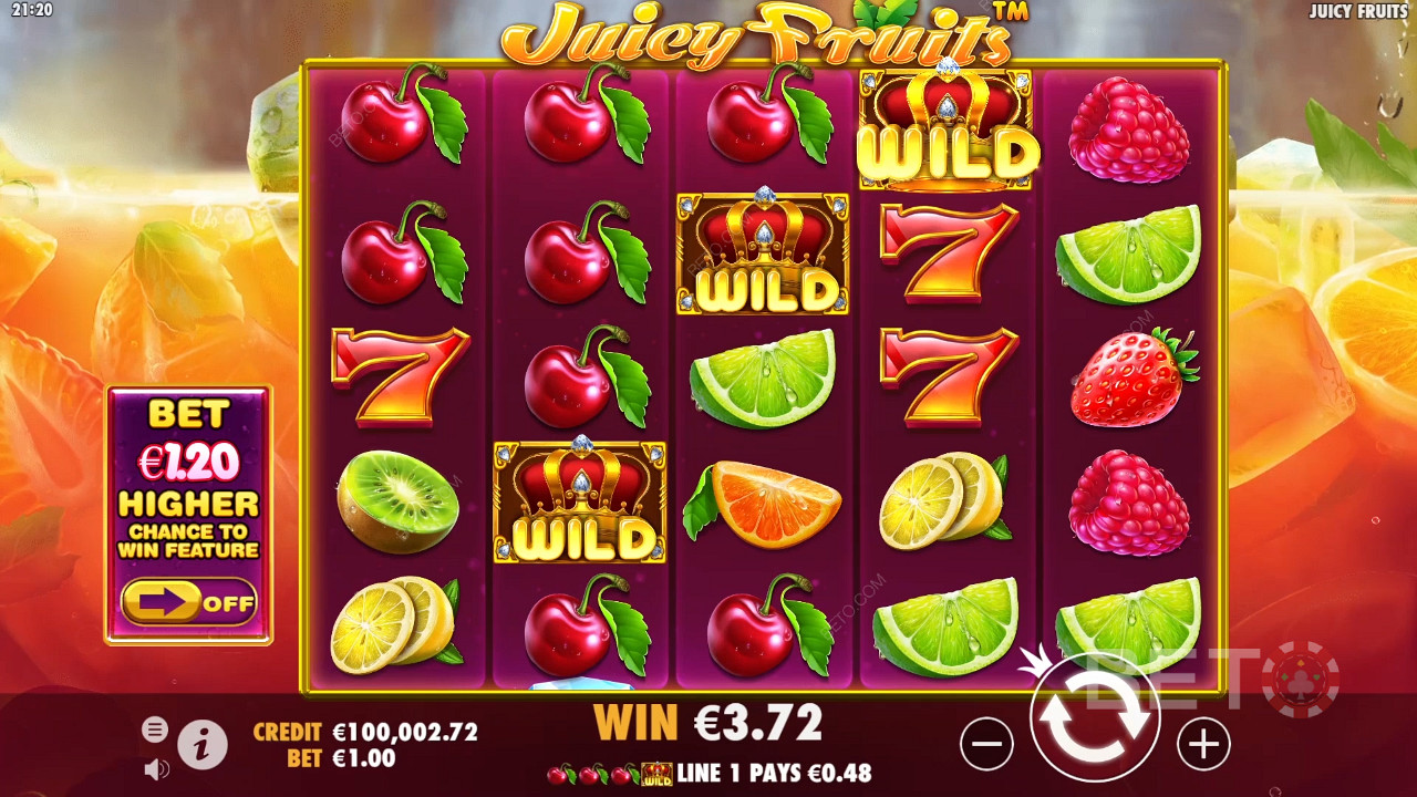 Symbol Wild hrá v automate Juicy Fruits najdôležitejšiu úlohu