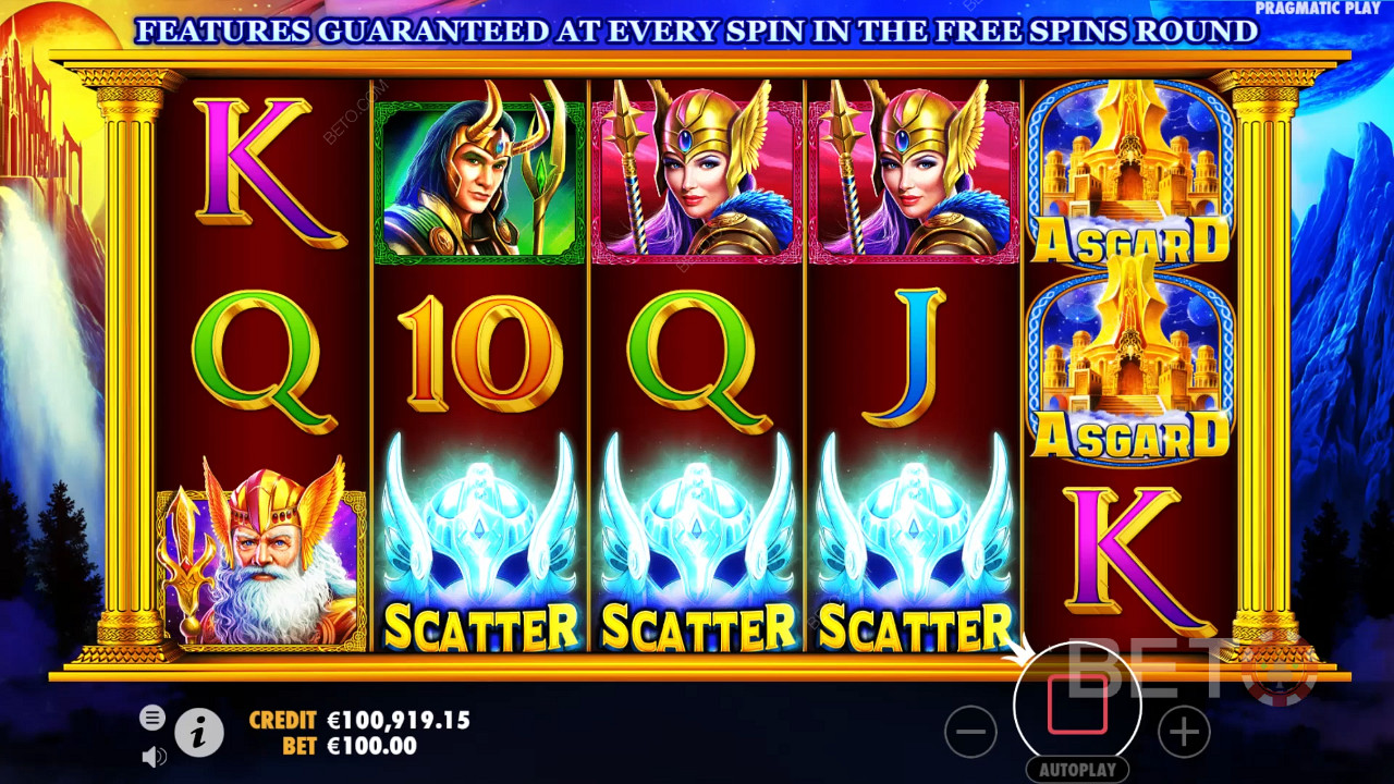 Ak na prostredných valcoch padnú 3 symboly Scatter, spustí sa bonusová hra Free Spins.
