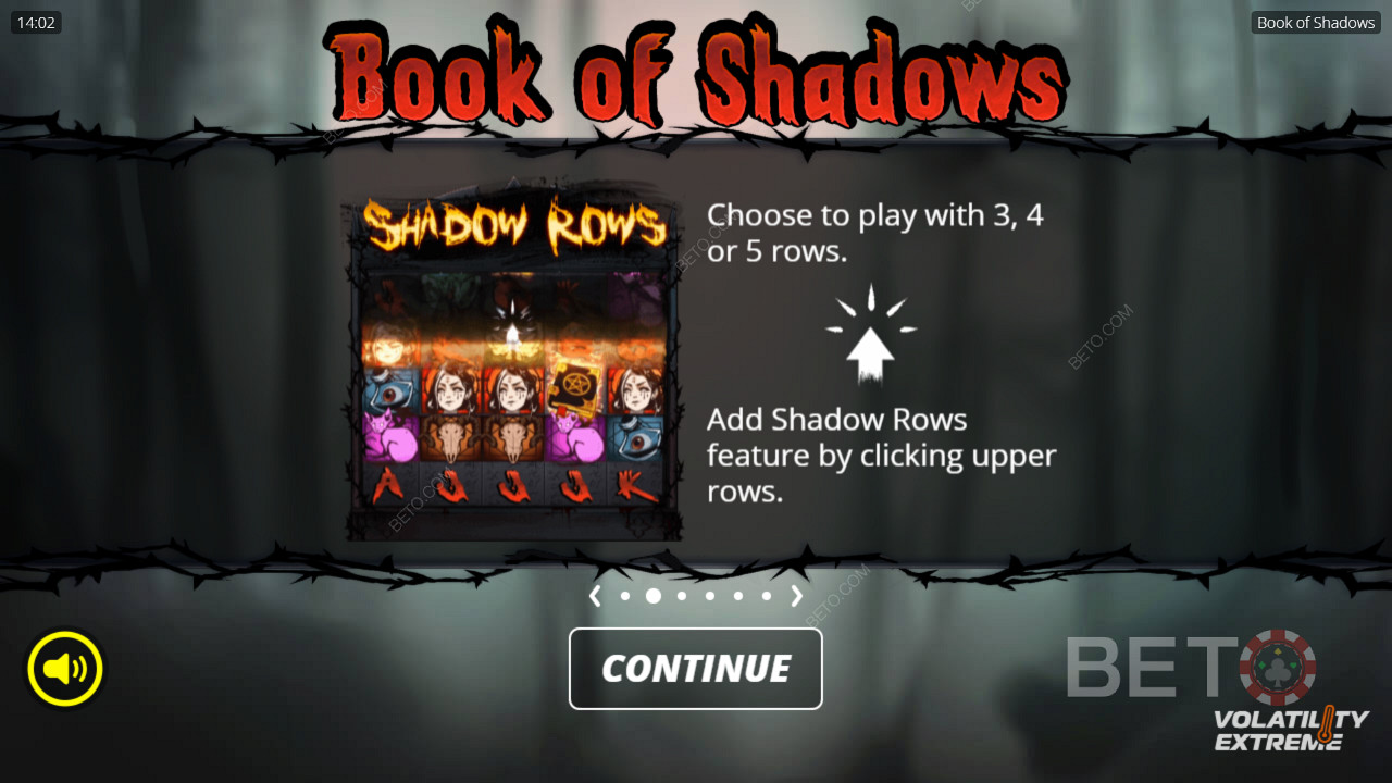 Odomknite všetkých 5 riadkov alebo hrajte len s 3 riadkami v automate Book of Shadows