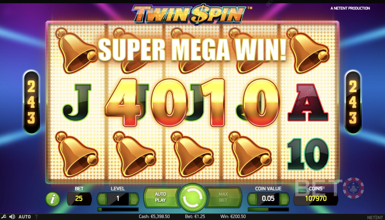 Výhra Super Mega Win v hre Twin Spin