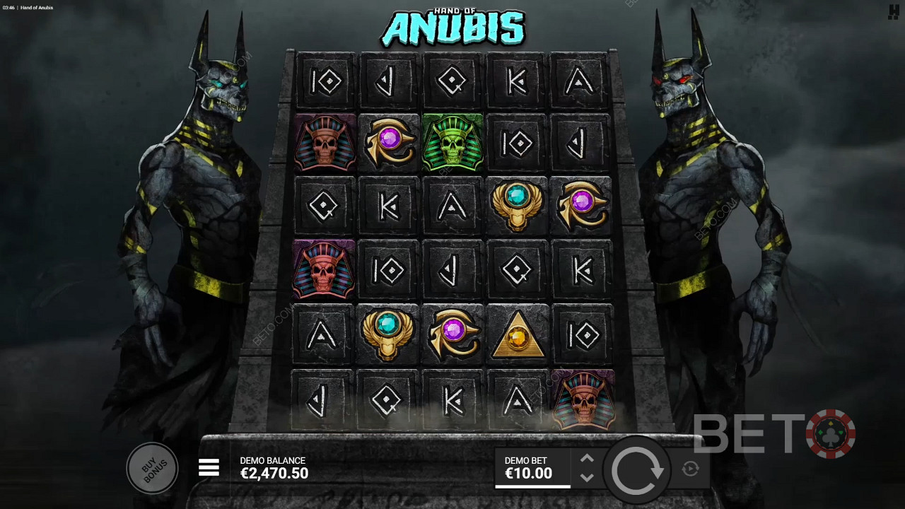 Väčšie rozloženie pomáha získať viac výhier v online automate Hand of Anubis