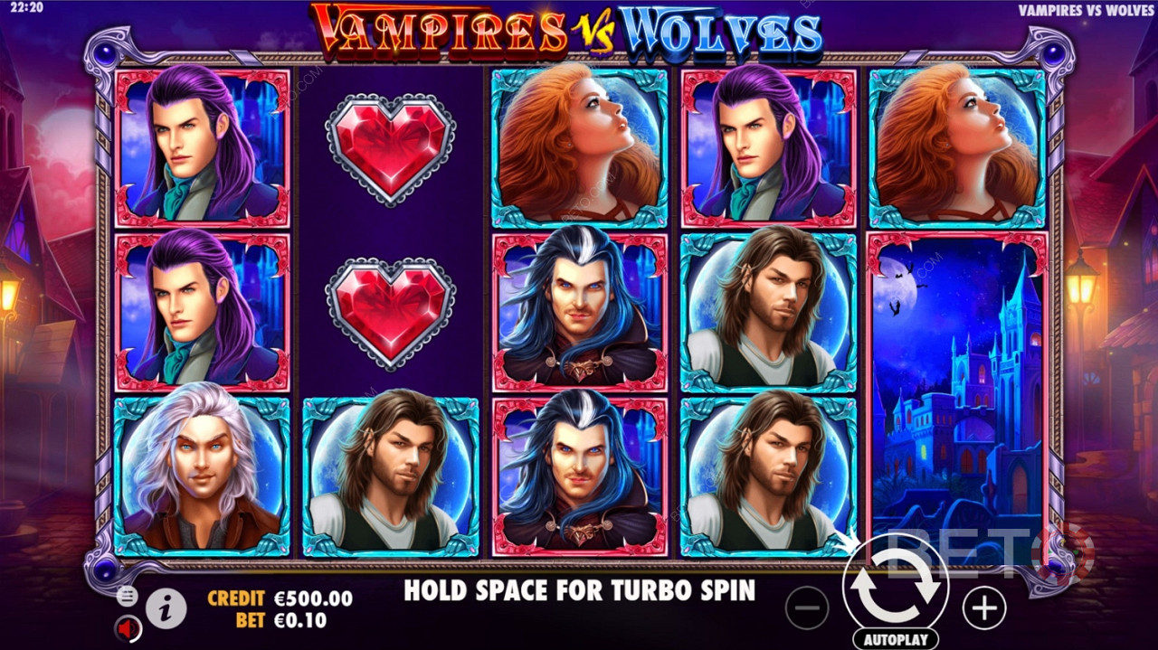 Rôzne vysoko platené symboly v hre Vampires vs Wolves
