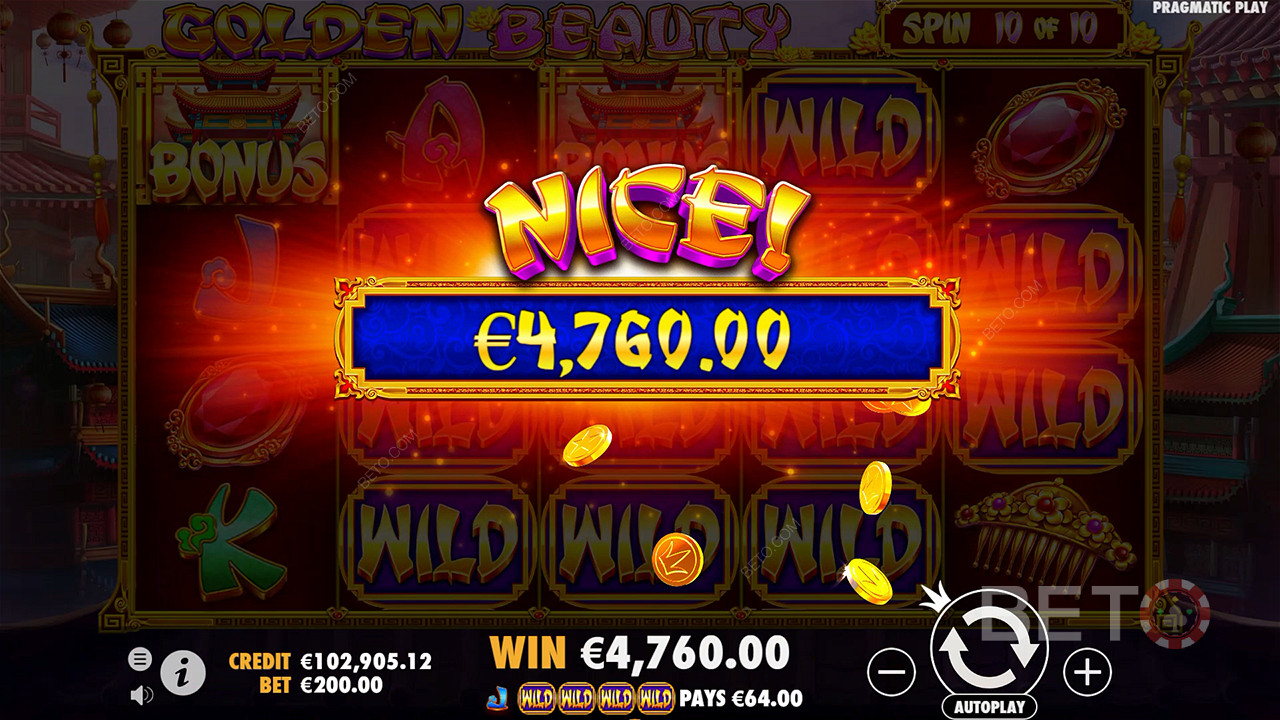 Vyhrajte 210-násobok svojej stávky v online automate Golden Beauty!