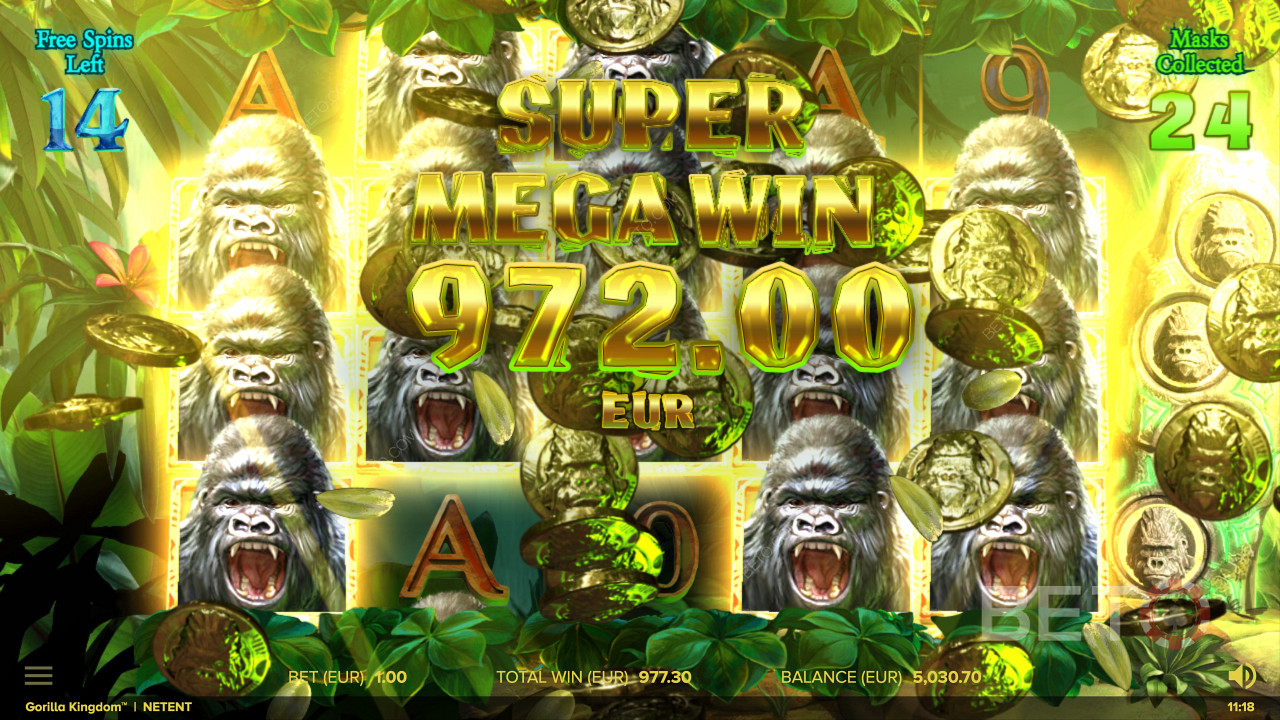 Získanie super mega výhry v online slote Gorilla Kingdom