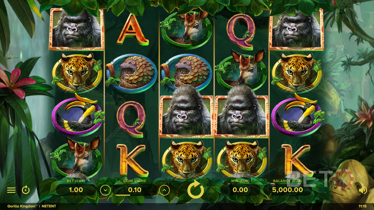 Symboly založené na divokých zvieratách v online slote Gorilla Kingdom