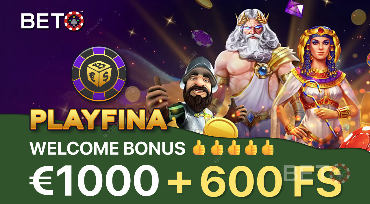 Playfina ponúka obrovský uvítací bonus, aby prilákala nových hráčov.