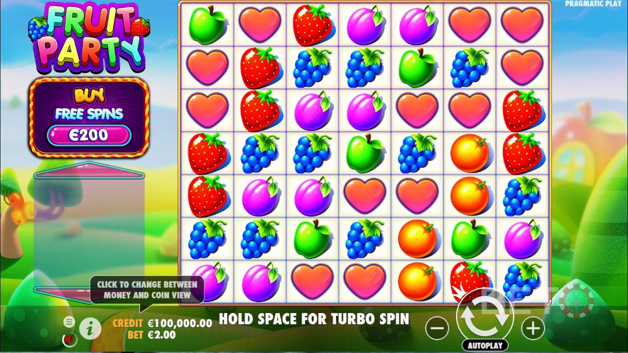 Čistý herný dizajn slotu Fruit Party