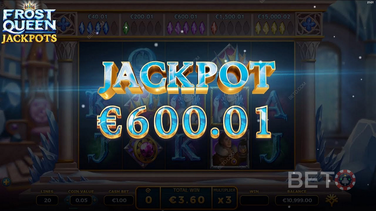 Získanie jackpotu v hodnote 600 eur v hre Frost Queen Jackpots