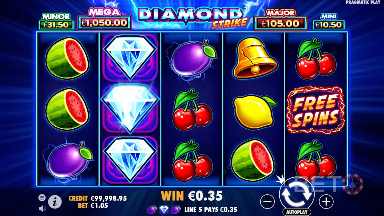 Vysvetlenie bonusových funkcií v hre Diamond Strike od Pragmatic Play