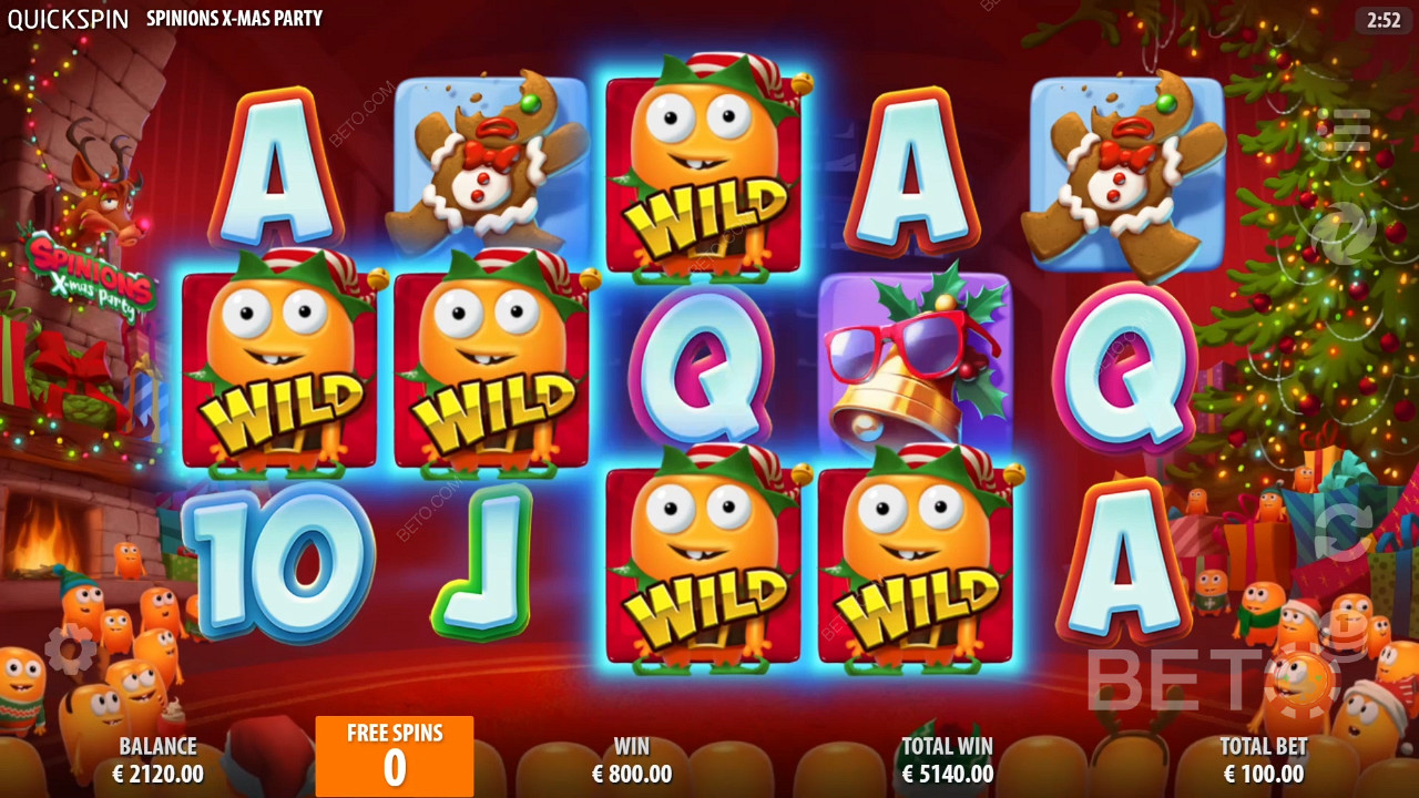 Symboly Sticky Wilds a veľké výhry idú v online automate Spinions Xmas Party ruka v ruke