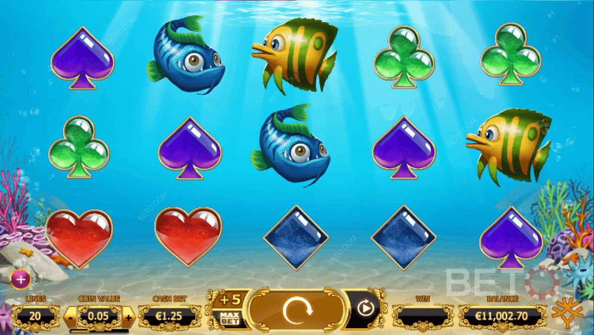 Symboly kariet s nízkou výplatou v hre Golden Fish Tank