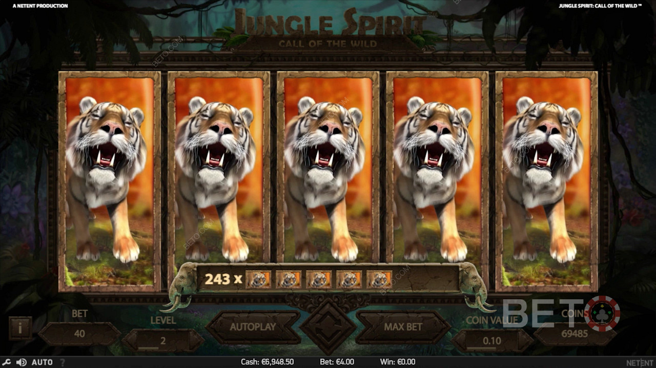 Najlepšia výhra počas roztočení zdarma v hre Jungle Spirit: Volanie divočiny