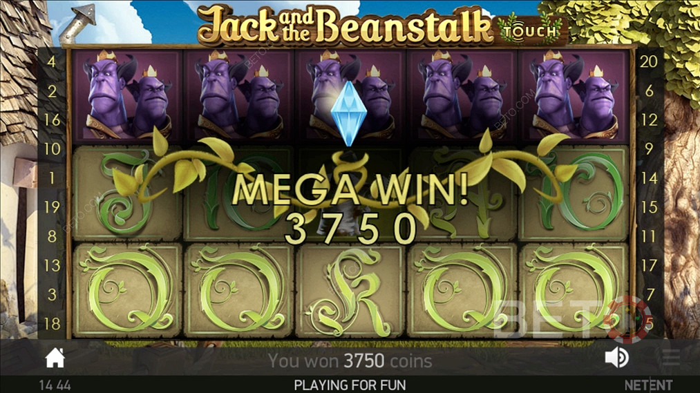 Výherná mega výhra v hre Jack and the Beanstalk