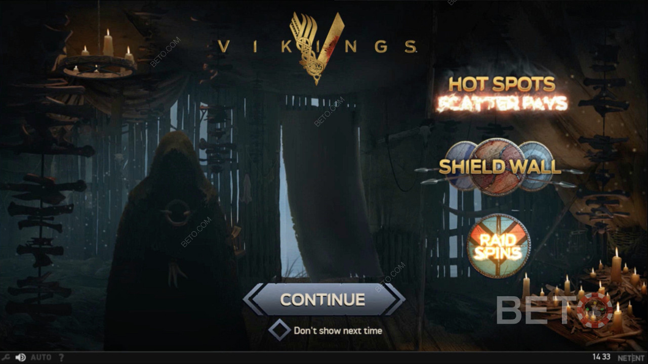 Úvodná obrazovka online automatu Vikings