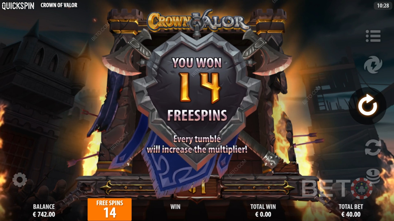Vyhrajte 15 619x Vašu stávku vo video automate Crown of Valor!