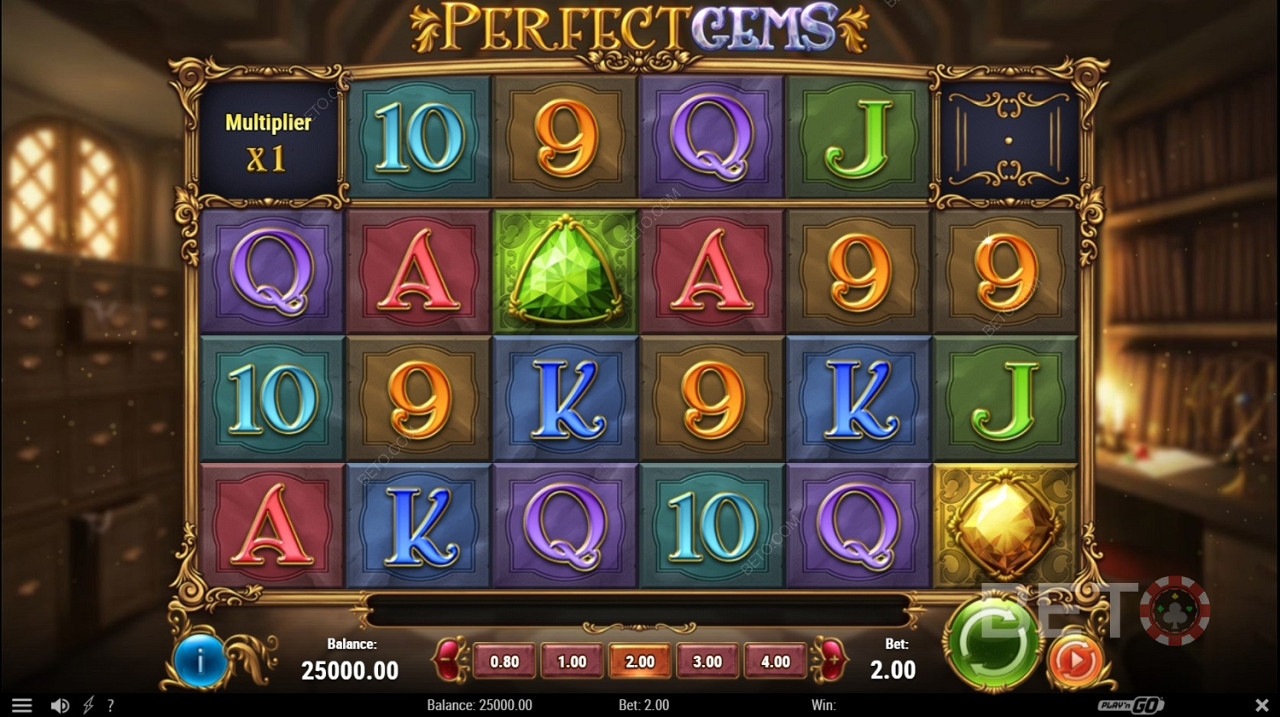 Zelený drahokam v hre Perfect Gems - vypláca 2,5-násobok za 5 výherných línií