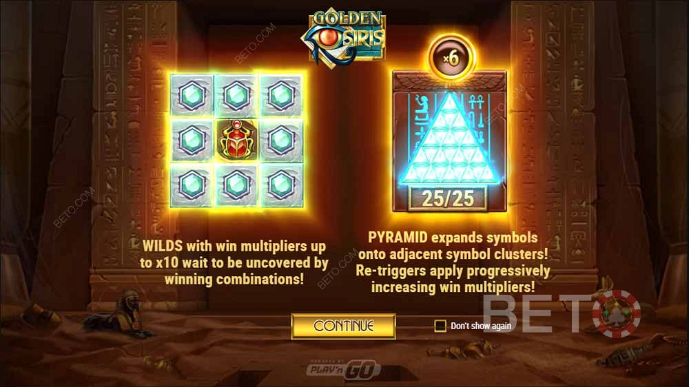 Špeciálna funkcia nabíjačky pyramíd v hre Golden Osiris