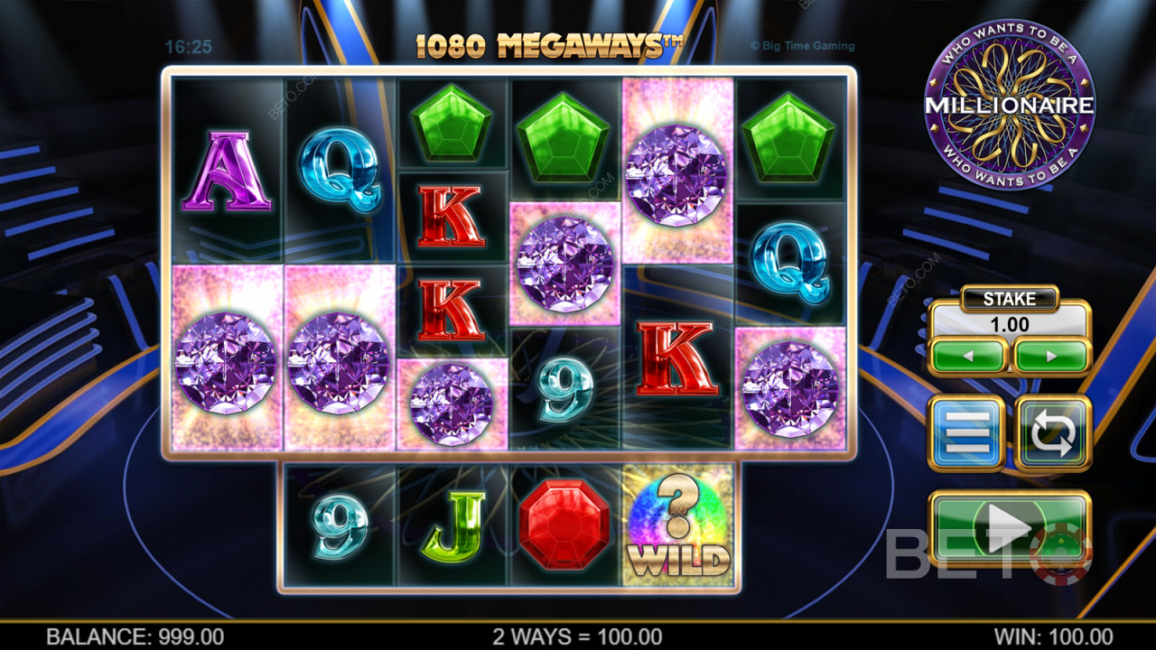 Bezplatné roztočenia sú jediným bonusom v hre Who Wants to Be a Millionaire Megaways