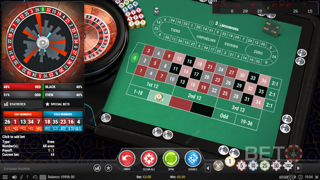Zobraziť štatistiky v kasínovej hre European Roulette Pro