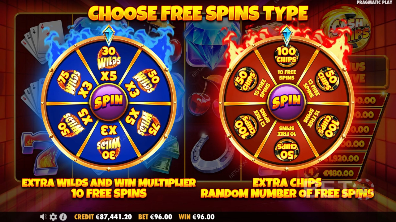 Vysvetlenie bonusových funkcií v hre Cash Chips od Pragmatic Play