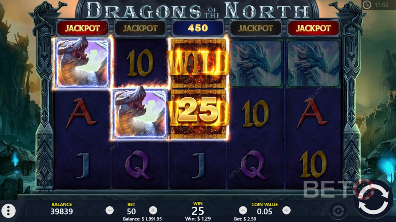 Symboly Wild vám pomôžu vytvoriť viac výhier v online automate Dragons of the North