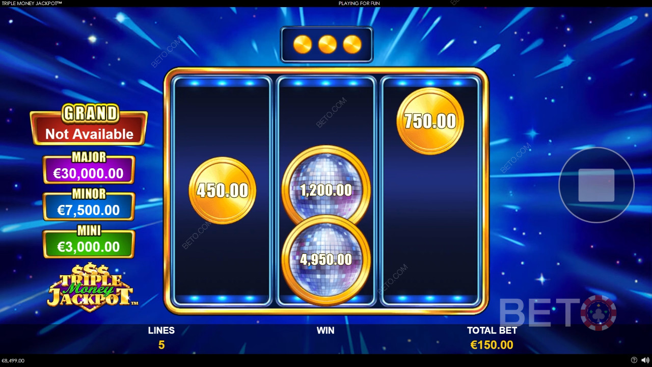Vysvetlenie bonusových funkcií v hre Triple Money Jackpot od Playtech
