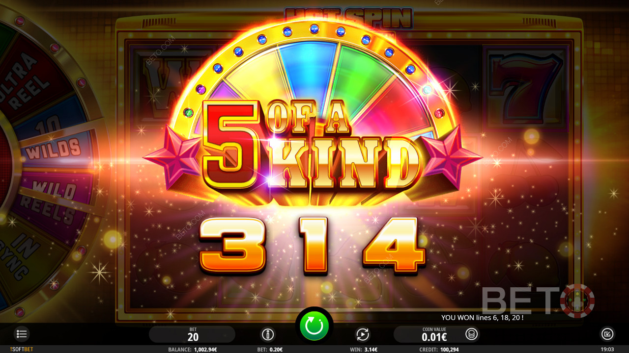 Stavte od 0,20 € do 20,00 € a vyhrajte obrovské sumy v hre Hot Spin Deluxe