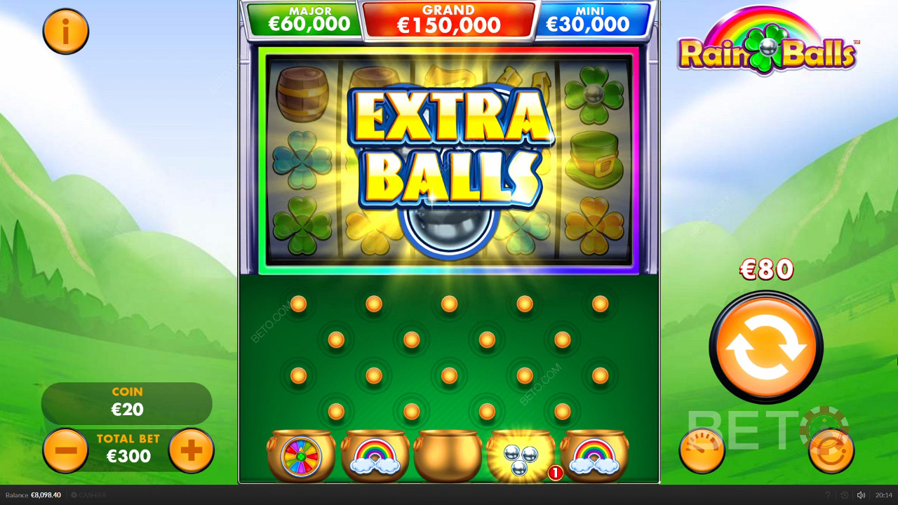 Výhra niekoľkých extra loptičiek v hre Rain Balls