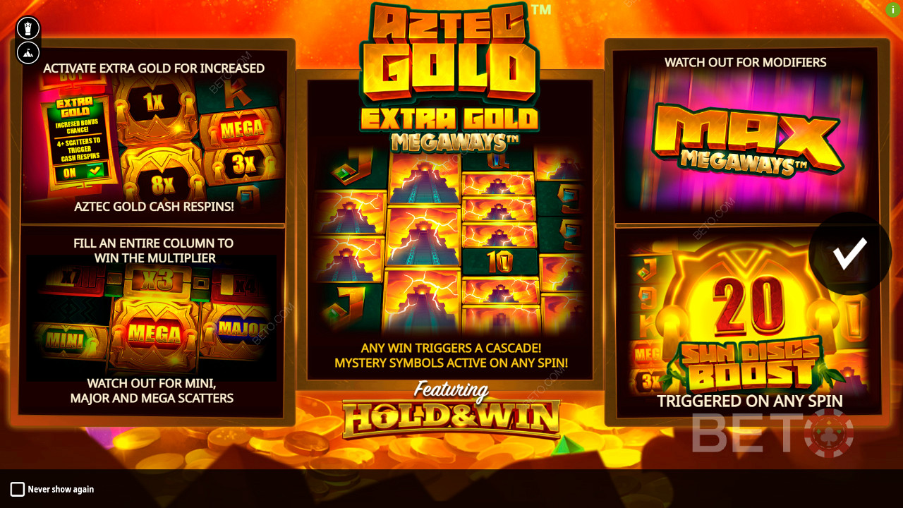 Užite si viacero bonusových funkcií v slote Aztec Gold Extra Gold Megaways
