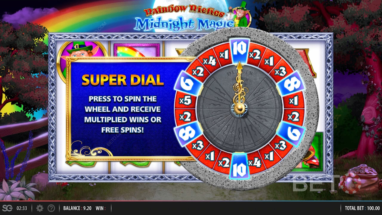 Bonus Super Dial v hre Rainbow Riches Midnight Magic