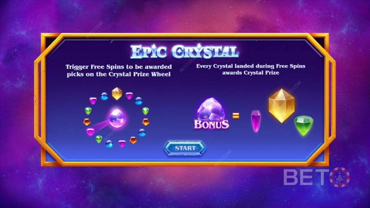 Úvodná obrazovka hry Epic Crystal - bonus a roztočenia zdarma