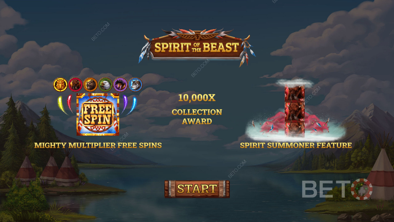 Úvodná obrazovka slotu Spirit of the Beast