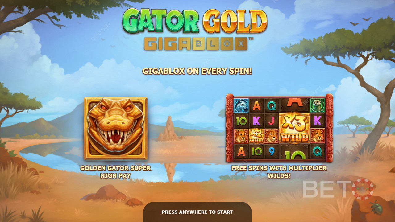 Úvodná obrazovka Gator Gold Gigablox
