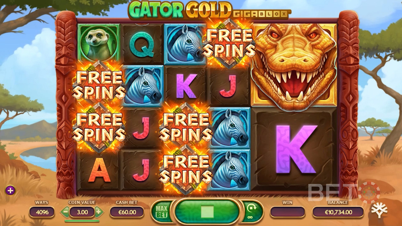 Gator Gold Gigablox - Zoznámte sa so zlatým aligátorom s výhrami až x20 000!