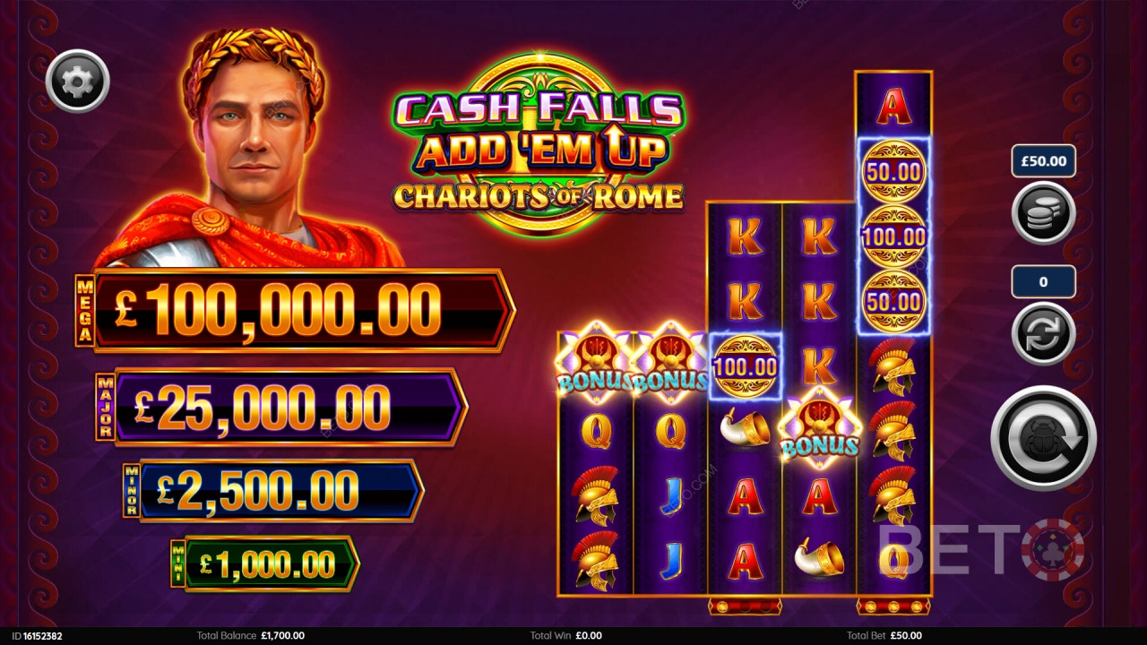 Cash Falls: Add 'Em Up Chariots of Rome Hrať Zadarmo