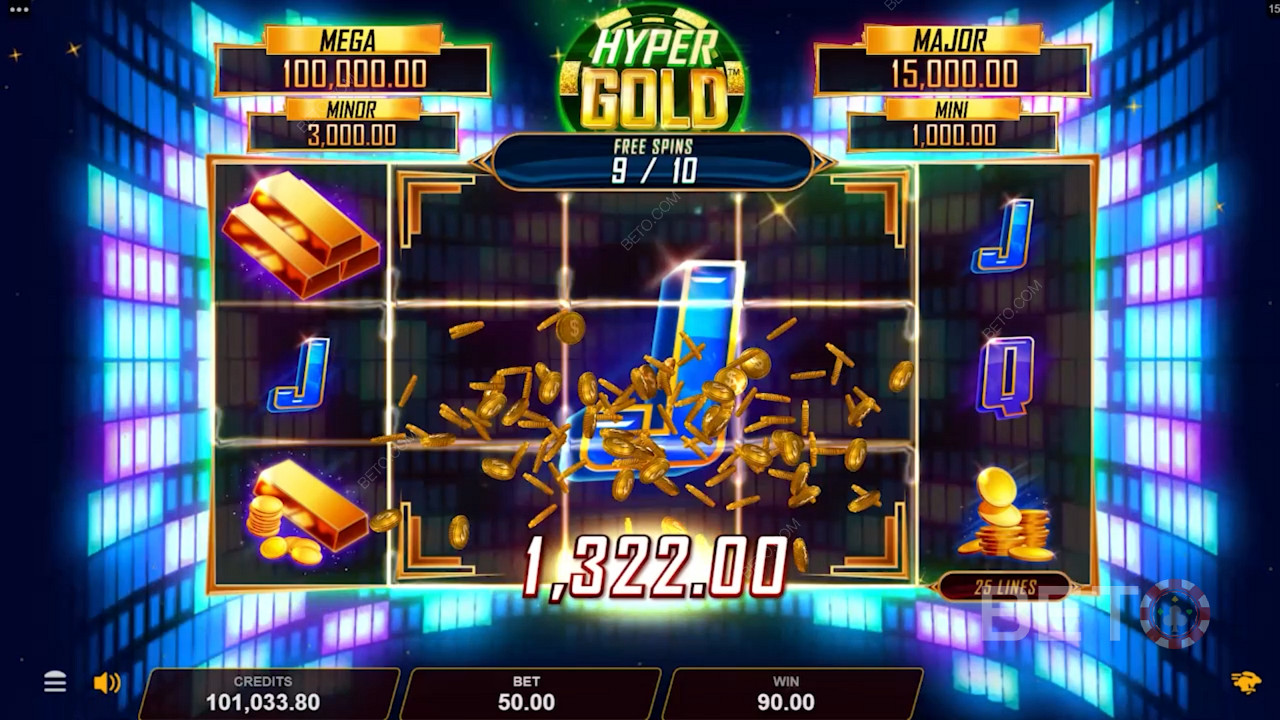 Symboly podpísané dolárom sú jedným z najviac vyplácajúcich symbolov v hre Hyper Gold.