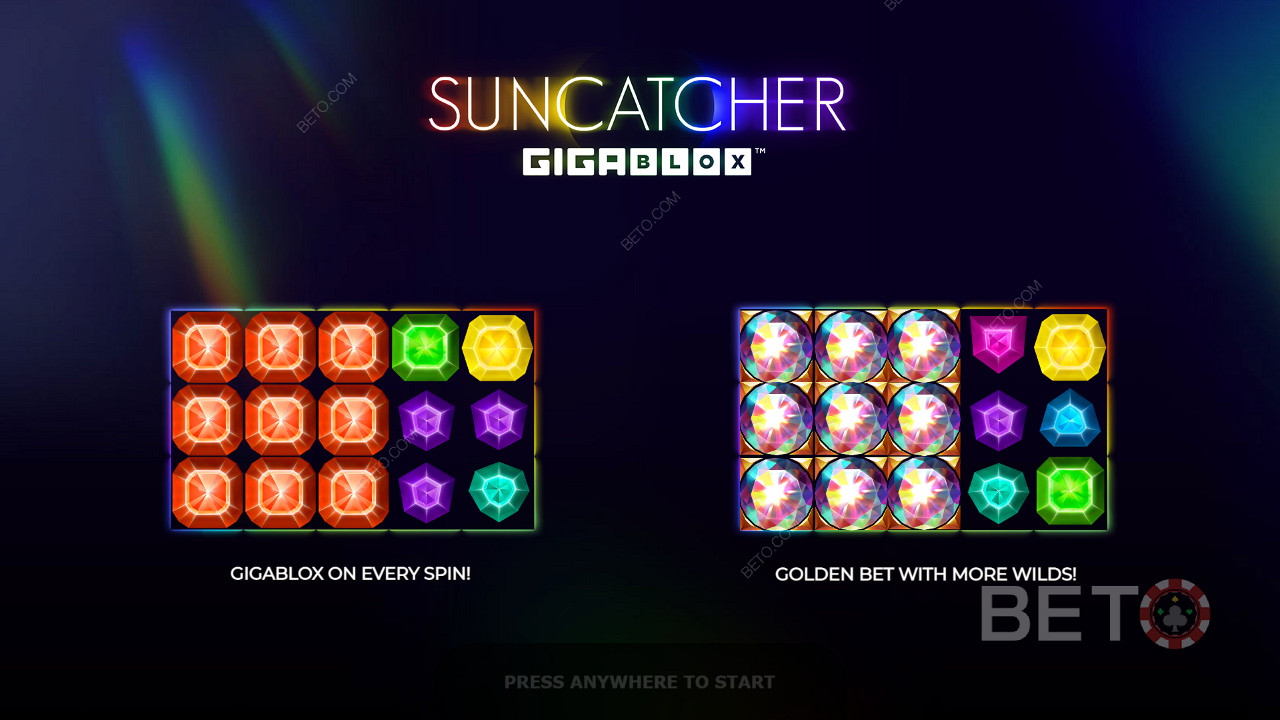 Úvodná obrazovka s informáciami o Suncatcher Gigablox