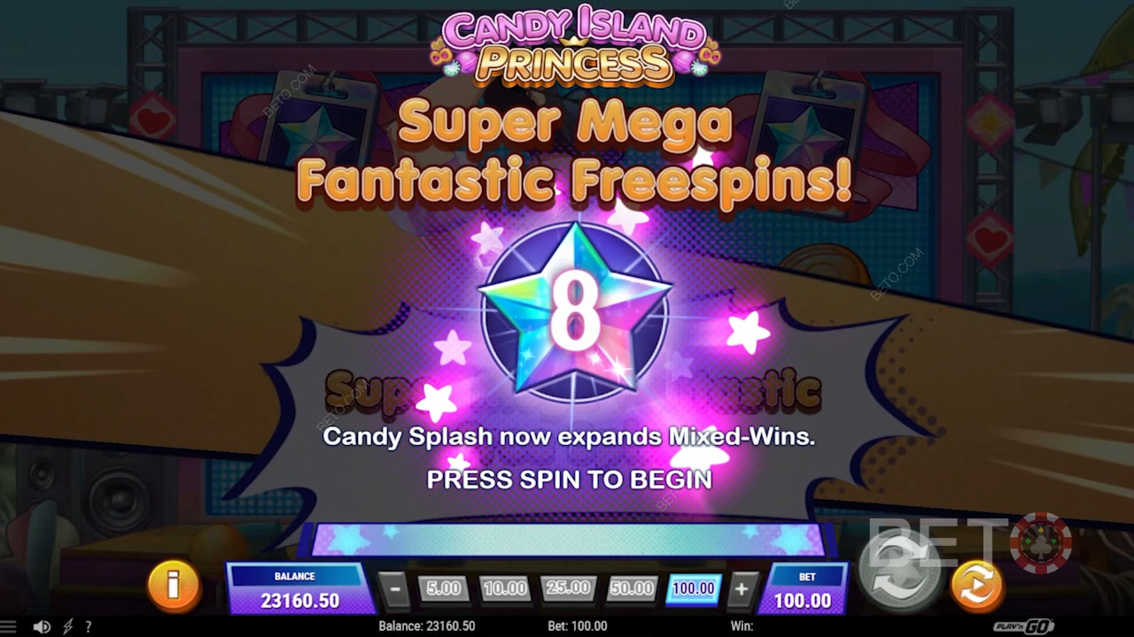 Bleskové roztočenia zadarmo v hre Candy Island Princess
