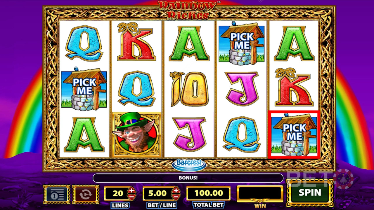 Symboly v automate Rainbow Riches.