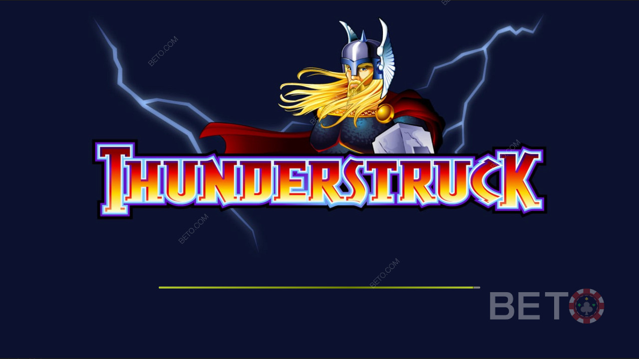 Tmavá úvodná obrazovka hry Thunderstruck