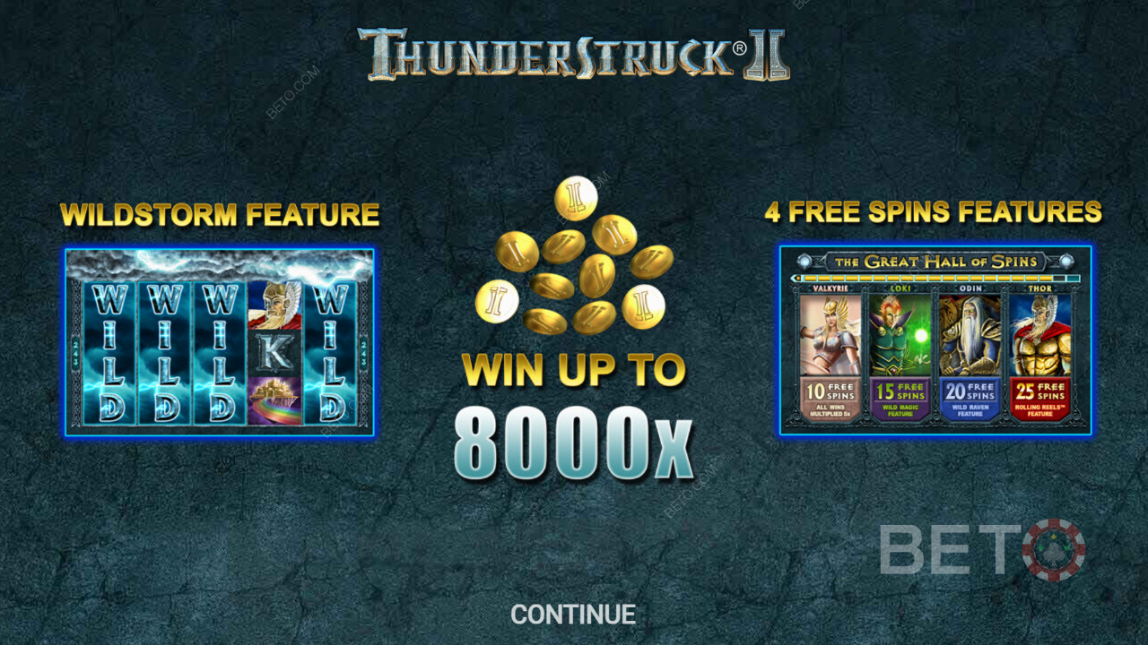 Úvodná obrazovka hry Thunderstruck II