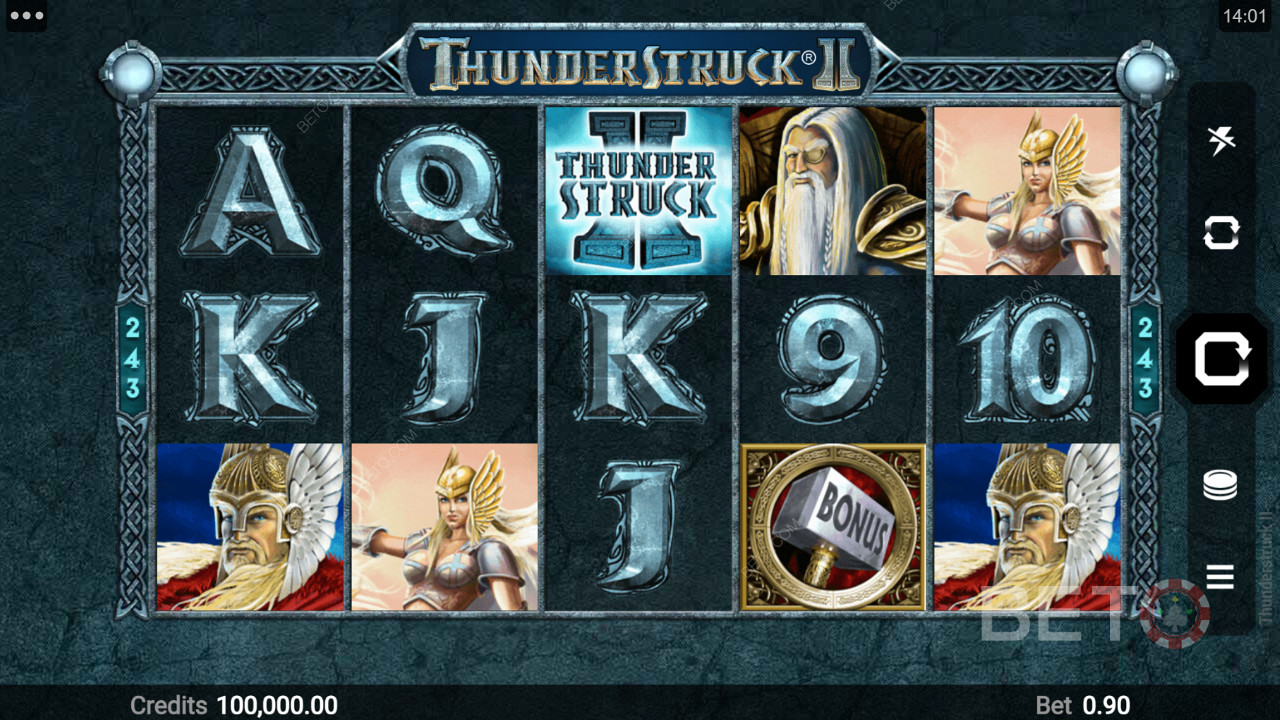 Rôzne tematické symboly v hre Thunderstruck II