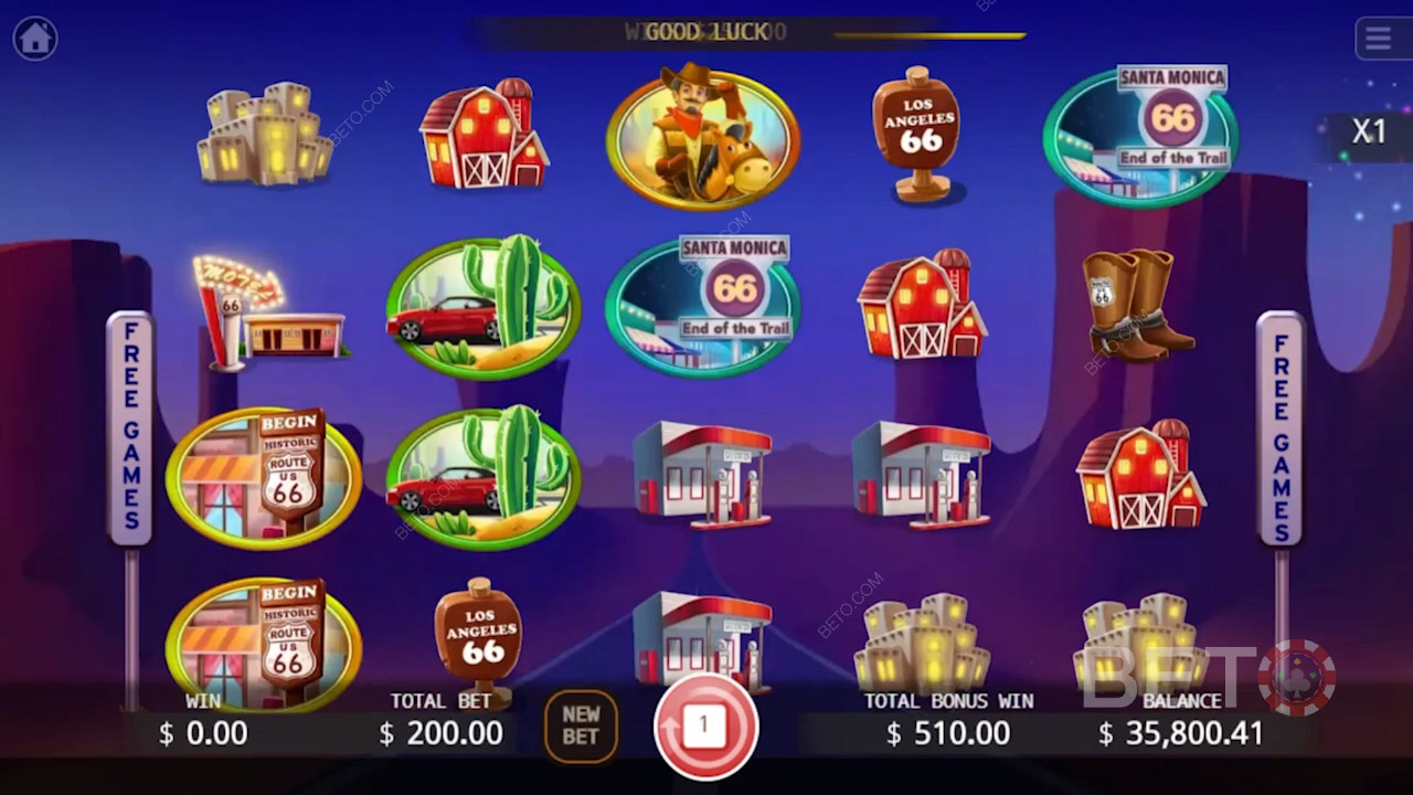 Vyberte si svoje obľúbené online kasíno a užite si až 20 roztočení zadarmov kasínovej videohre Route 66